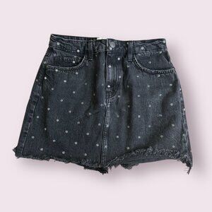 CURRENT ELLIOTT Black Polka Dot Denim Skirt Size 27